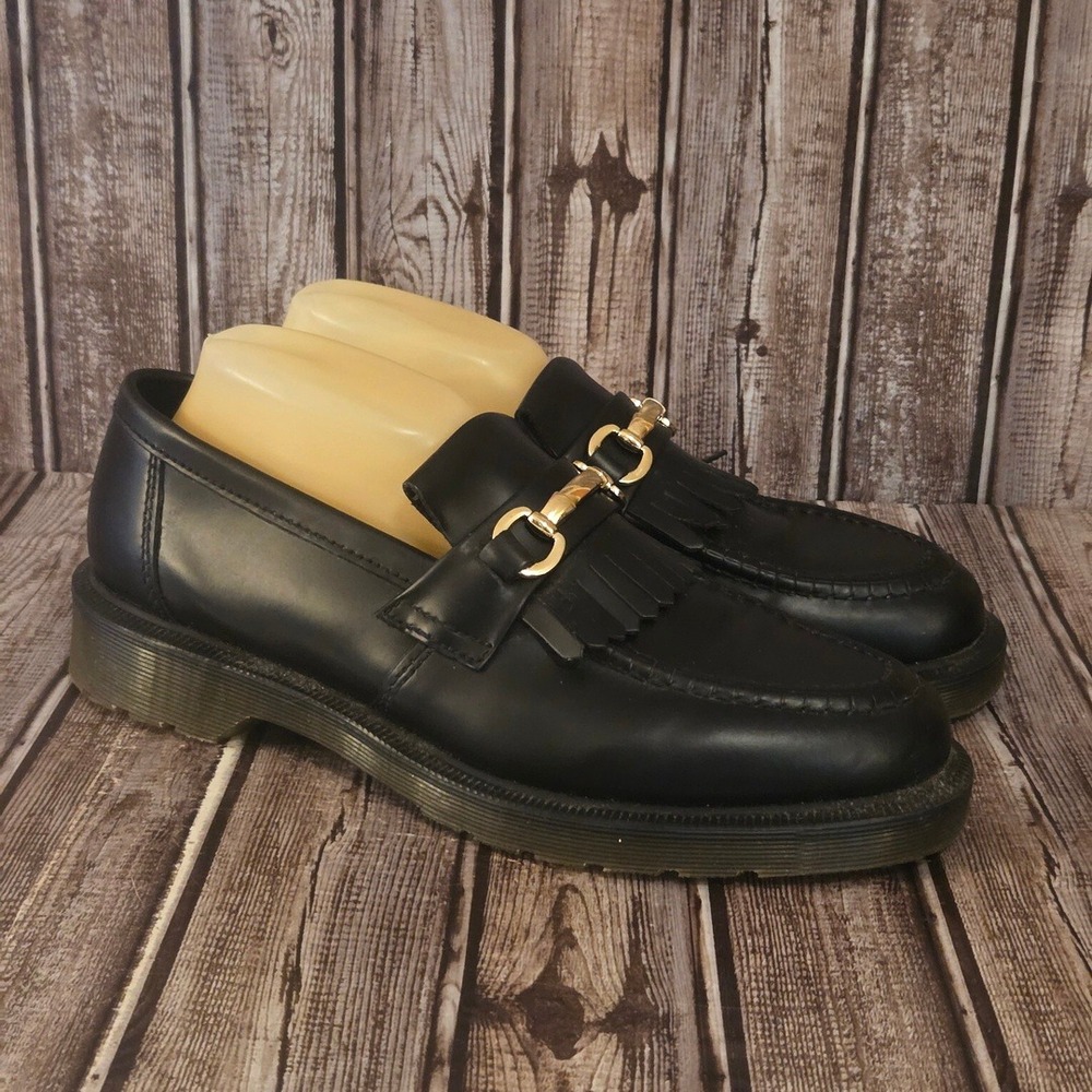 Sz 10 US Men's Dr. Martens Adrian Snaffle Black Leather Bit Loafers Shoes VGUC